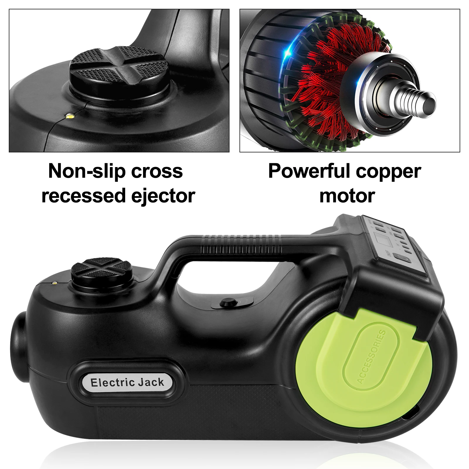 SucceBuy 4-in-1電動カー ジャッキ 12V 5T ポータブル油圧ジャッキ インパクトレンチ タイヤコンプレッサー リフティング LEDライト 車修理ツール