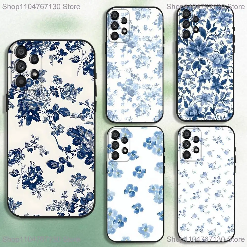 

Blue And White Porcelain Phone Case For Samsung Galaxy A20,A21s,A22,A31,A32,A52,A53,A72,73,A80 Soft Black Cover