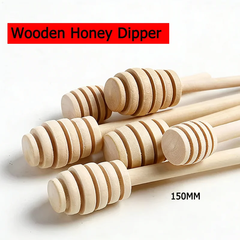 Wooden Honey Dipper Stirrer Sticks 150mm Dessert Utensils for Honey Dre Coffee Tea Wedding Gifts