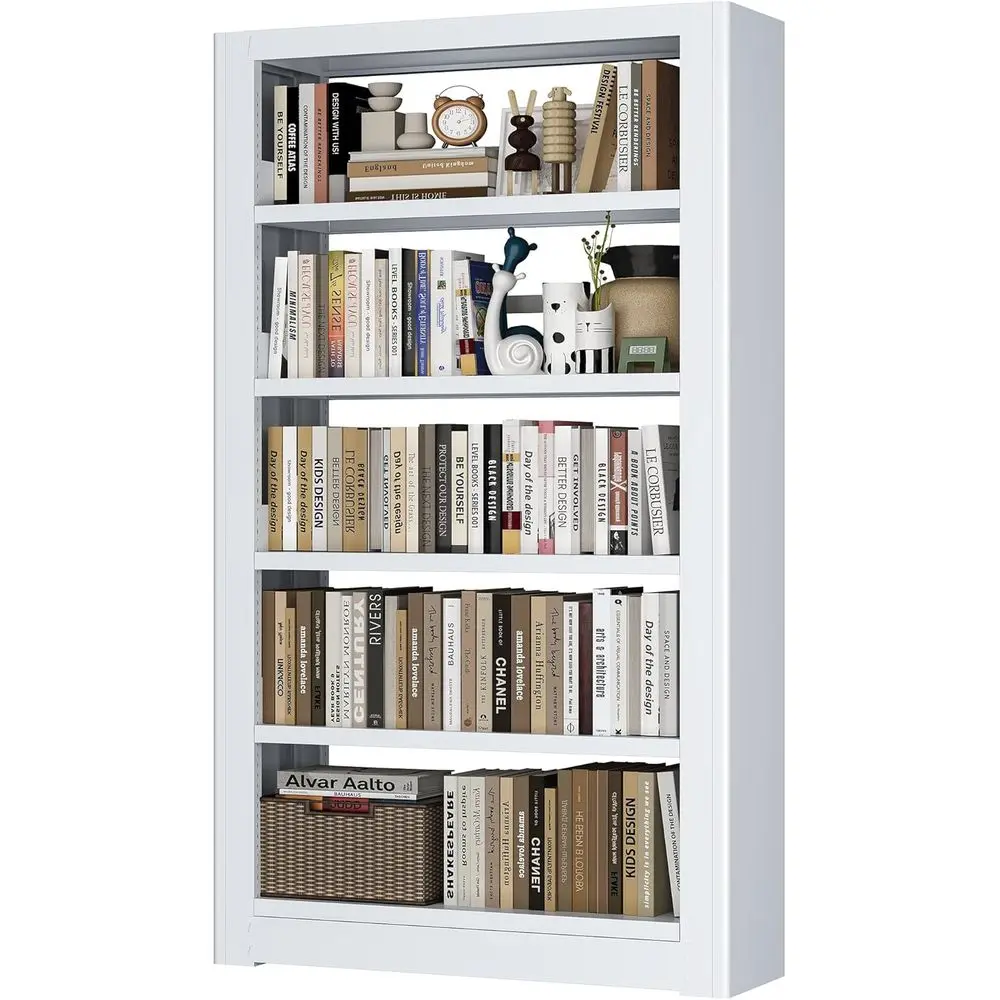 

Heavy Duty Metal Bookshel, 5 Shel Adjustable Bookcase, 69’’ Tall ern Bookshelves, Open Book Shel Organizer, Large Sturdy Book Ca