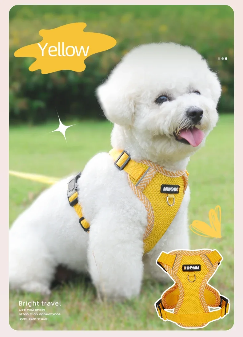 Reflective Breathable Dog Harness And Leash Set For Small Dogs_voghion.com
