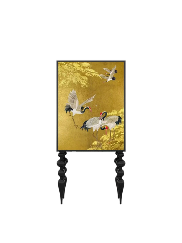 French Golden Crane Living Room TV Aisle Curio Cabinet Balcony Room Storage Storage Cabinet