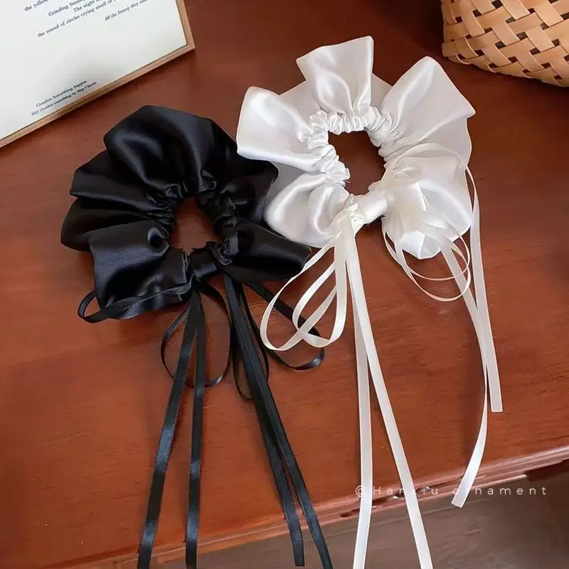 1pc Large intestine headband, creamy white ribbon, bow, drawstring, satin headband, large intestine headband view 6