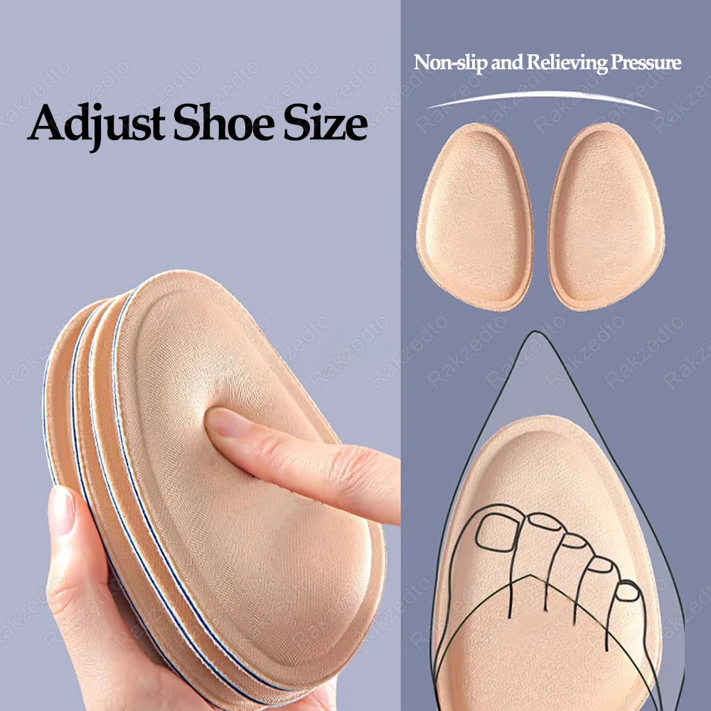 4pcs Forefoot Pads Women High Heels Non-Slip Half Insoles for Shoes Size Reduce Memory Foam Shock Absorber Pain Relief Foot Pads