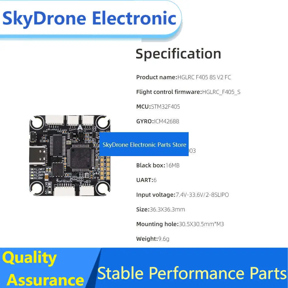 SkyDElF405 8S V2 Flight Controller HGLRC Direct Plug Design FPV Flight Control Board AT7456E OSD 6 UART Ports 30.5×30.5 Mount