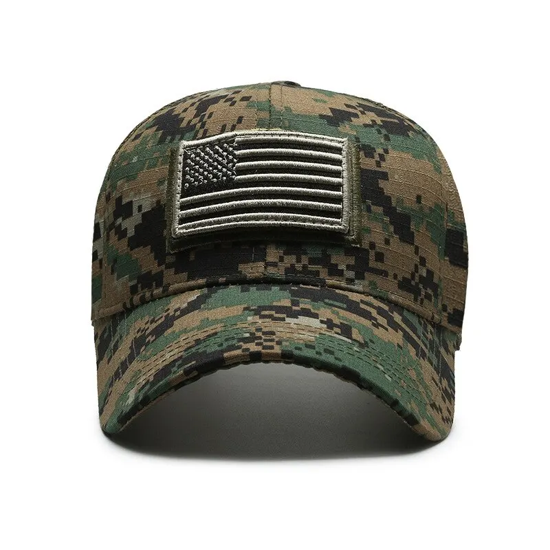 American Flag Camouflage Sticker Embroidered Baseball Cap Net Hat Men's Outdoor Velcro Cap