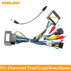 FEELDO Car 16pin Audio Wiring Harness With Reaview Wire For Chevrolet Trax/Cruze/Aveo/Sonic/For Buick Regal Stereo Wire Adapter