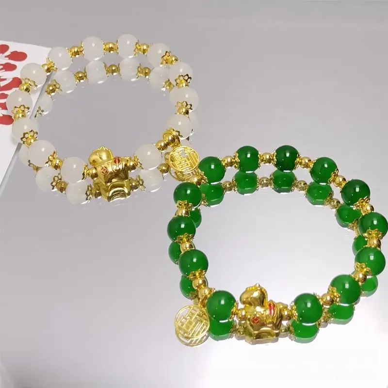 النمط الصيني زودياك الحصان سوار للنساء الرجال الحياة سنة تميمة محظوظ الخرز نعمة سوار الصداقة زوجين مجوهرات هدية