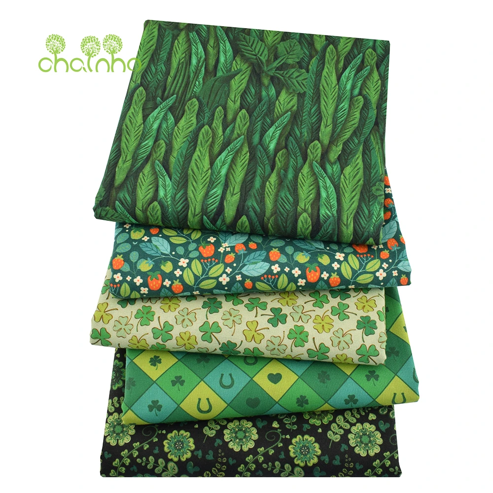 Chainho,Green Series,Digital Printed Plain-Weave Cotton Fabric,Patchwork Cloth Of Handmade DIY Quilting Sewing Bag,Toys Material