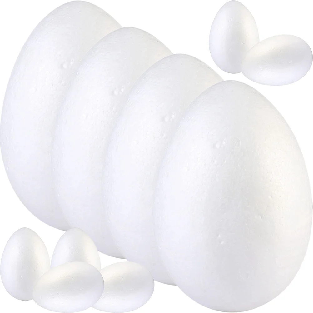 

10Pcs Unpainted Foam Eggs Easter DIY Crafts for Kids Easter Decor Painting Supplies for Holiday Decoration White Foams Eggs