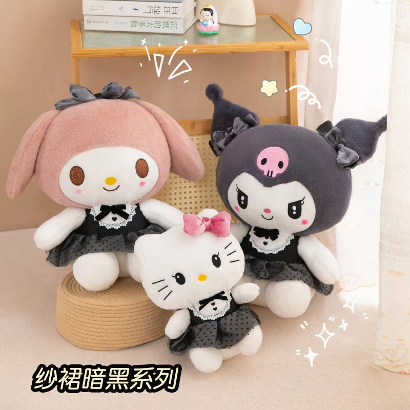 

Kawaii Sanrio Kuromi плюшевая игрушка милая мягкая кукла черное платье детский подарок на день рождения для девочек мягкая игрушка-животное