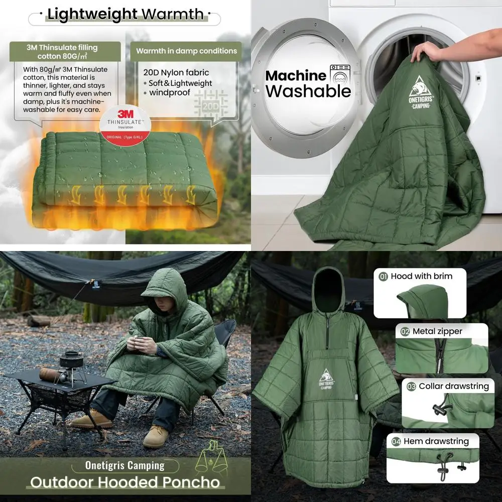 

Сверхлегкое утепленное пончо-одеяло из переработанных материалов, водонепроницаемая носимая толстовка для активного отдыха и использования на стадионах