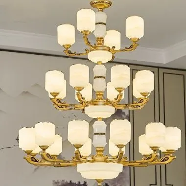 

Новый китайский стиль, цинковый сплав, гостиная, полая, большая люстра, вилла