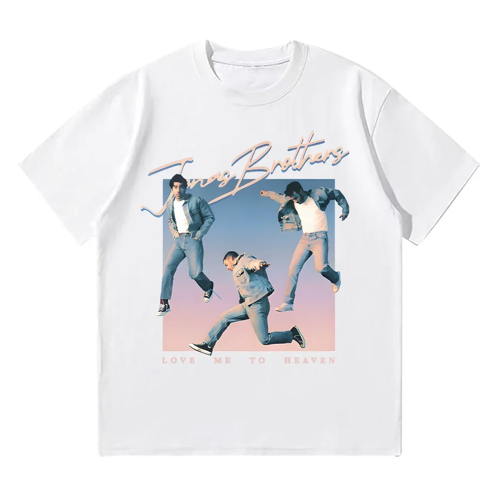 

The men's rock band Jonas brothers' "Love Me to Heaven" album print 100% pure cotton short-sleeved T-shirt streetwear