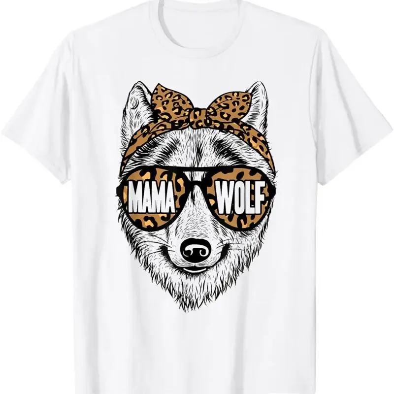 Mama Wolf Face Leopard Pattern Sunglasses Mothers Day T Shirt