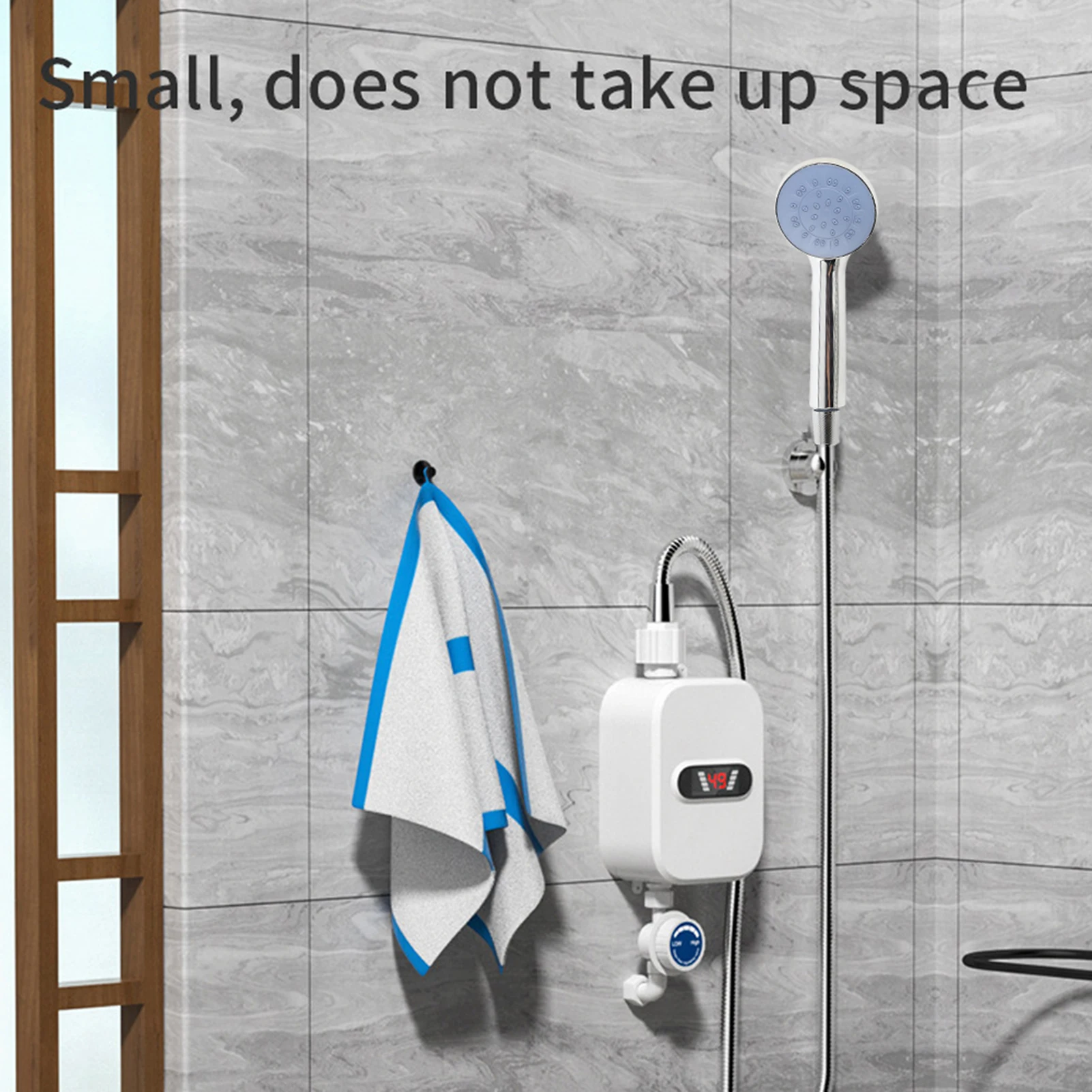 Piccolo scaldabagno elettrico istantaneo Display LCD della temperatura Set di dispositivi per il riscaldamento dell'acqua per doccia a riscaldamento rapido IPX4