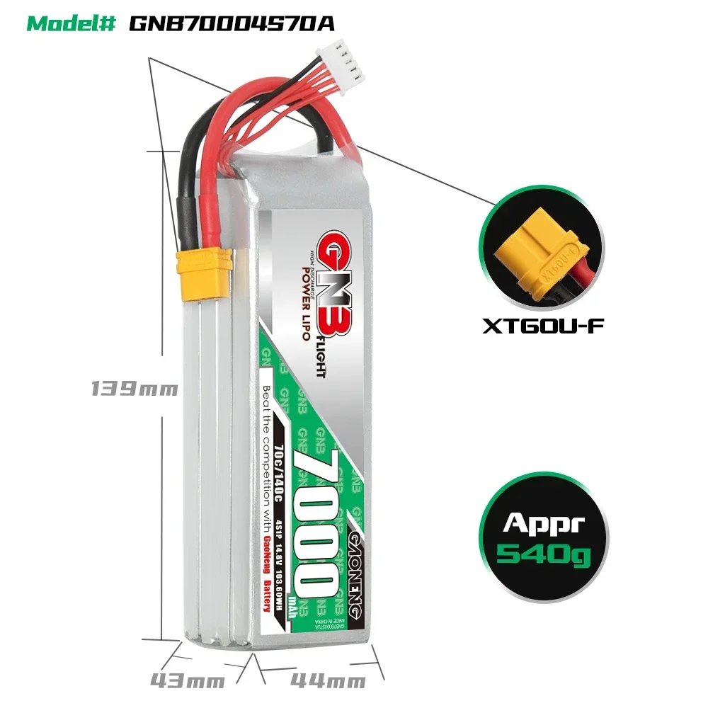 Fpvドローン用プラグ付きリポバッテリー,glb,3500mah,4000mah,5500mah,7000mah,4s1p,14.8v,70c,xt60,xt90,rcヘリコプター,飛行機部品