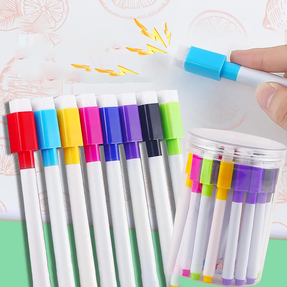 8 Colors Whiteboard Pens Set Bullet Tip Small Size Magnetic  No Magnetic Whiteboard Dry Erase Markers Kids Graffiti Drawing Pen