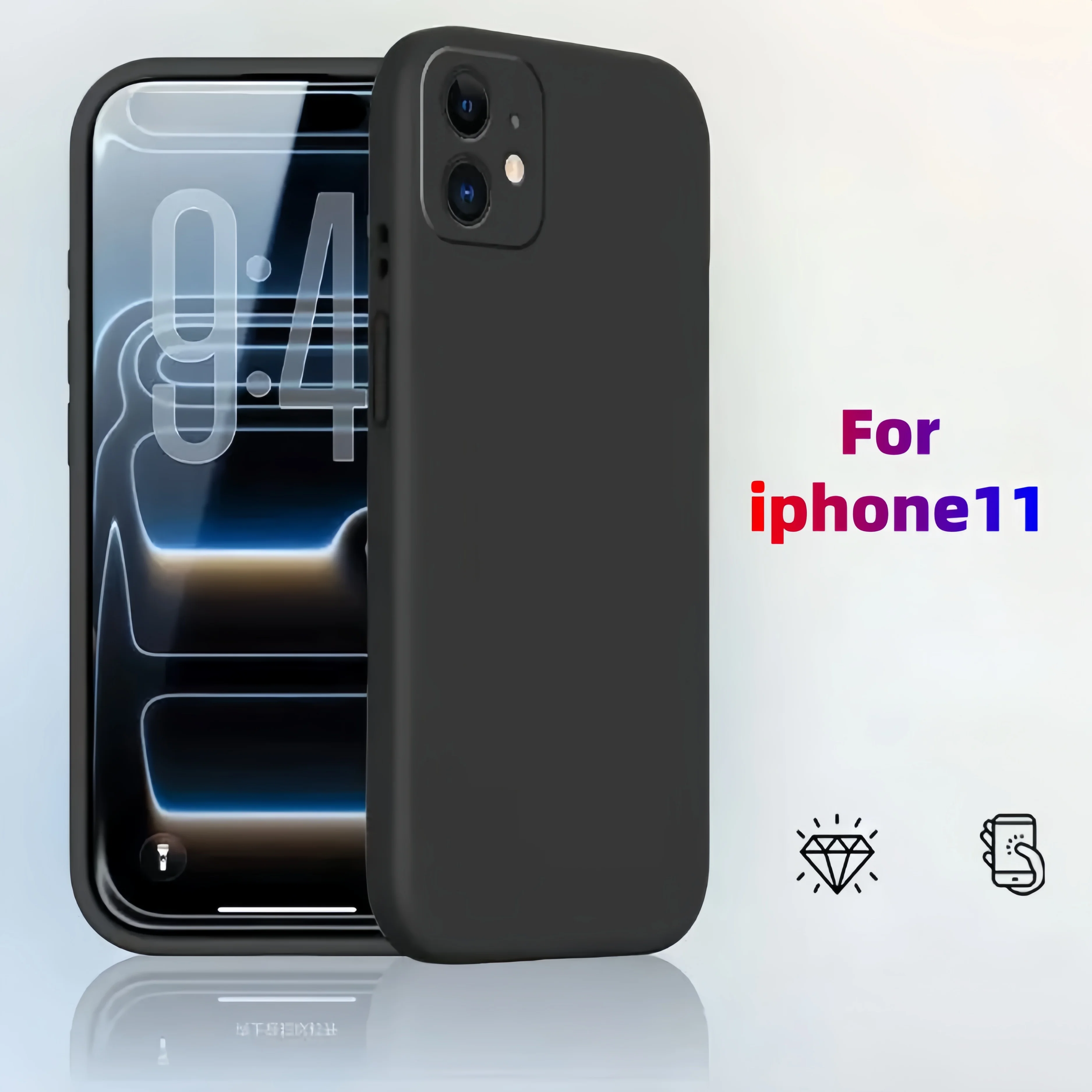 Silicona líquida con [bordes planos] [Protección de cámara] [forro de microfibra suave antiarañazos] Funda para teléfono para iPhone 11