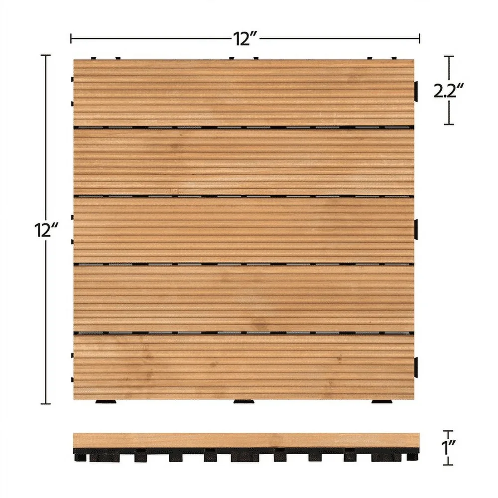 ในร่มกลางแจ้งพื้นไม้กระเบื้อง 27 ชิ้น Interlocking Solid Fir ประกอบง่ายธรรมชาติ Patio Garden Deck Poolside