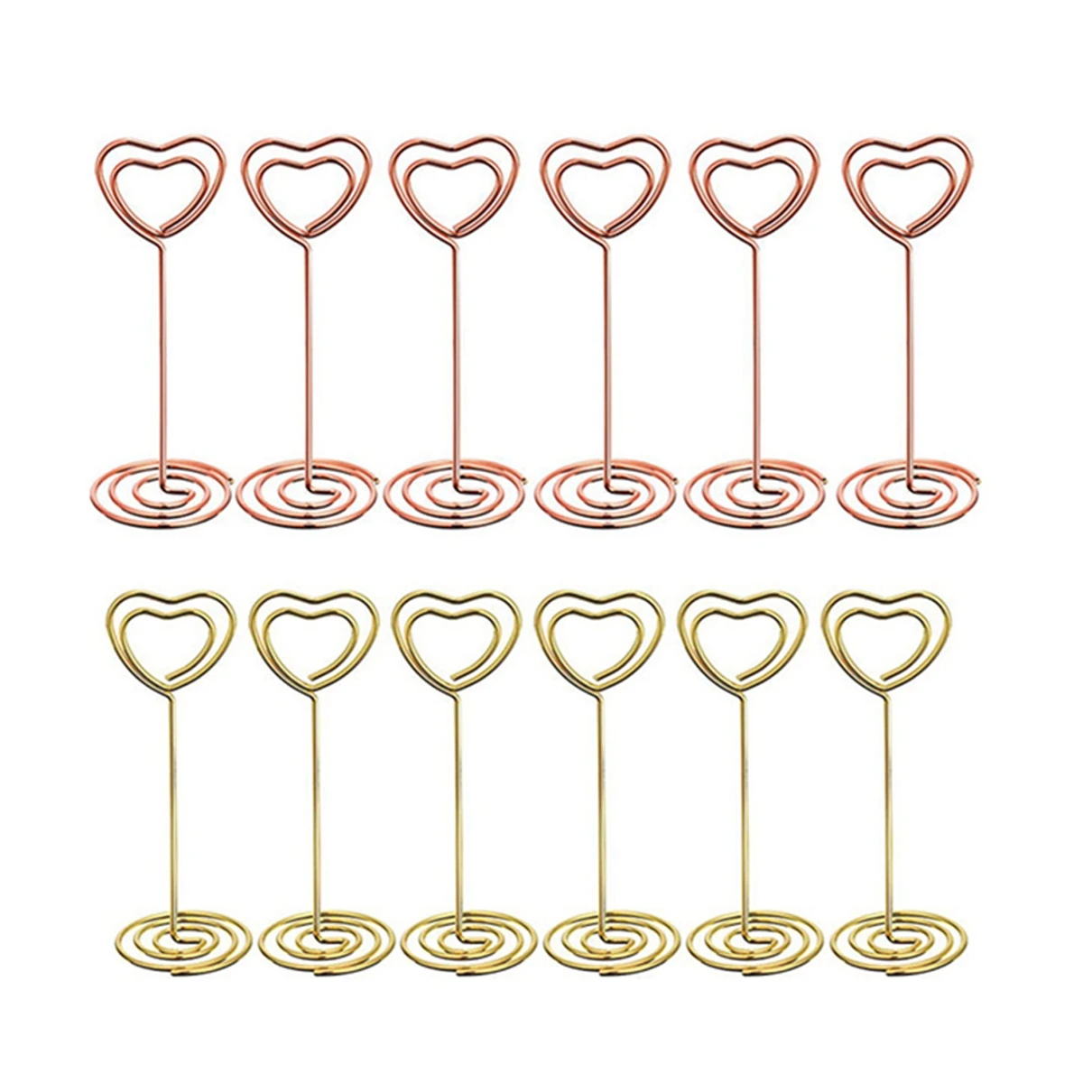

6 Pcs Heart Shape Clips Photo Holder Table Number Menu Business Card Display Wedding Party Home Office Material