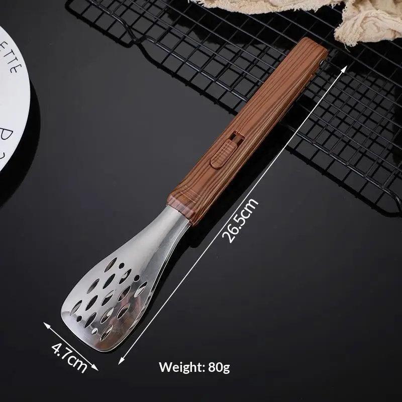 Stainless Steel Non Slip Food Tongs Easy to Clean Heat Resistant Cooking Clip for Home BBQ Baking Salad Meat Bread Use