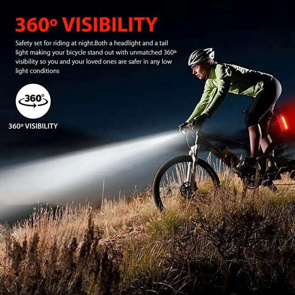 

Bike Light MTB Road Bike Bicycle Front Back Rear Taillight USB Rechargeable Cycling Safety Warning Light Bicycle Lamp Flashlight