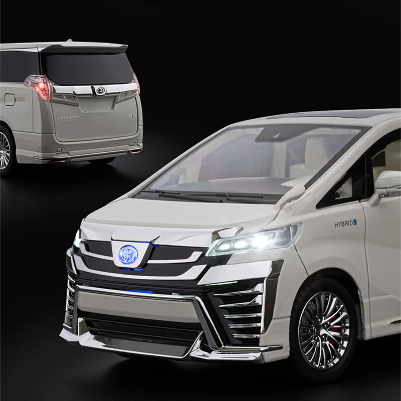 Grote Maat 1/18 Vellfire Alphard MPV Legering Luxy Auto Model Diecasts Metalen Speelgoed Voertuigen Auto Model Geluid Licht Simulatie Kids Gift