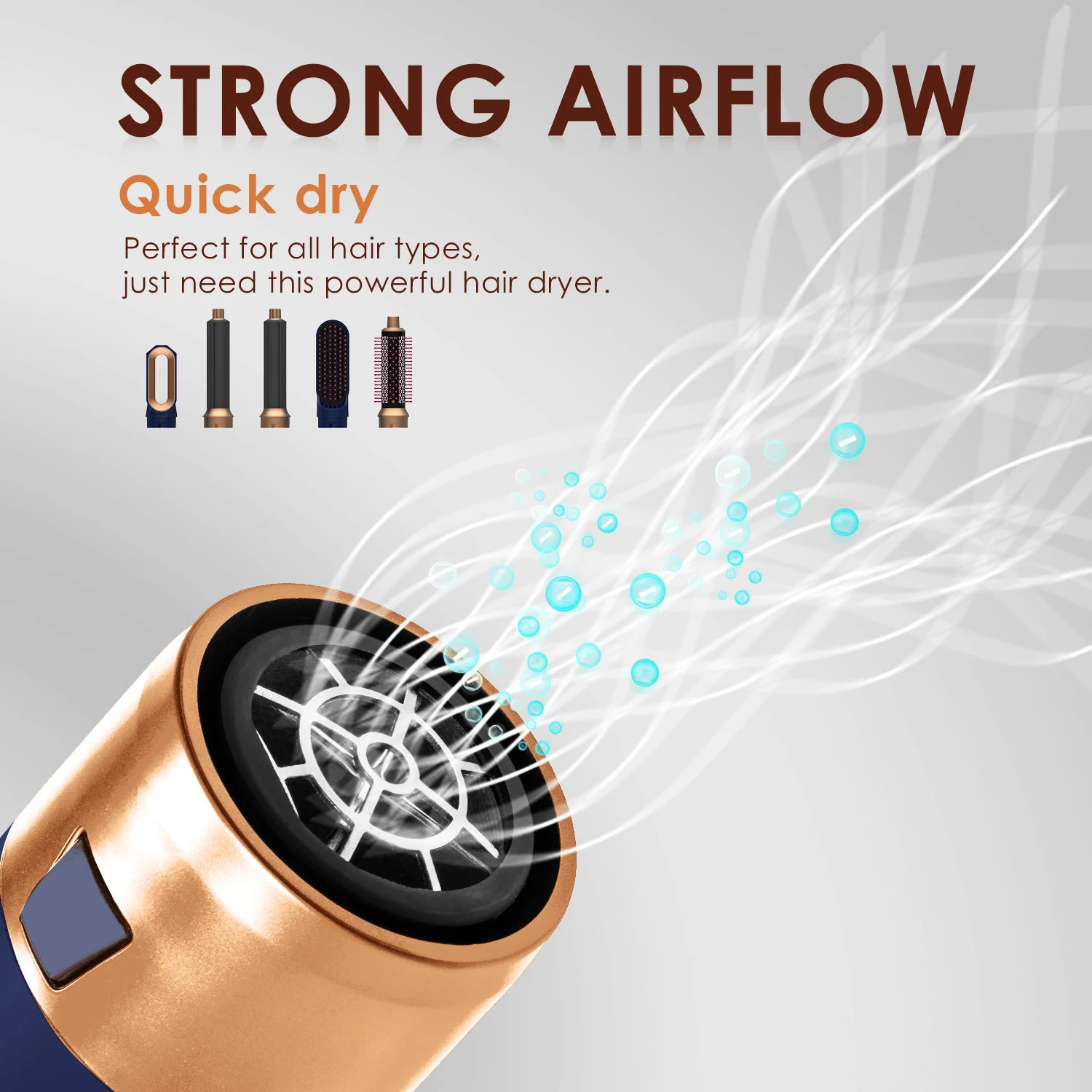 5 in 1 Hair Dryer Brush Multifunctional Hot Air Brush Wrap Negative Ion Hair Dryer Style With Curling Straightener Nozzles