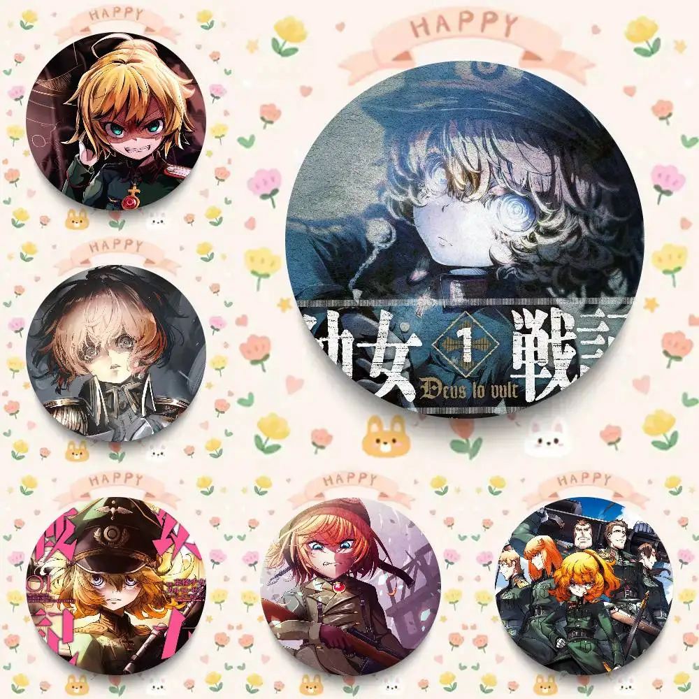 Saga Of T-Tanya The Evil Anime Cartoon Style Badge Brooches On Backpack Decoration Round Enamel Pins For Accessorys
