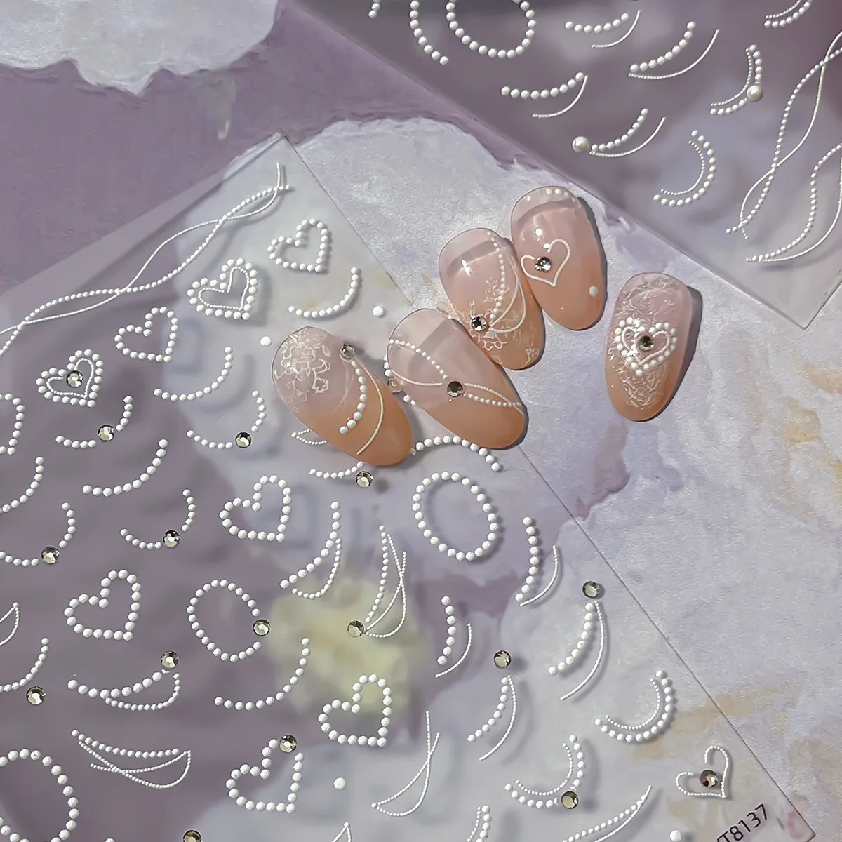 

Fashionable 3D Love Chain relief nail stickers, DIY nail art stickers embossing, nail beauty decoration stickers, holiday party decorations, 1PC