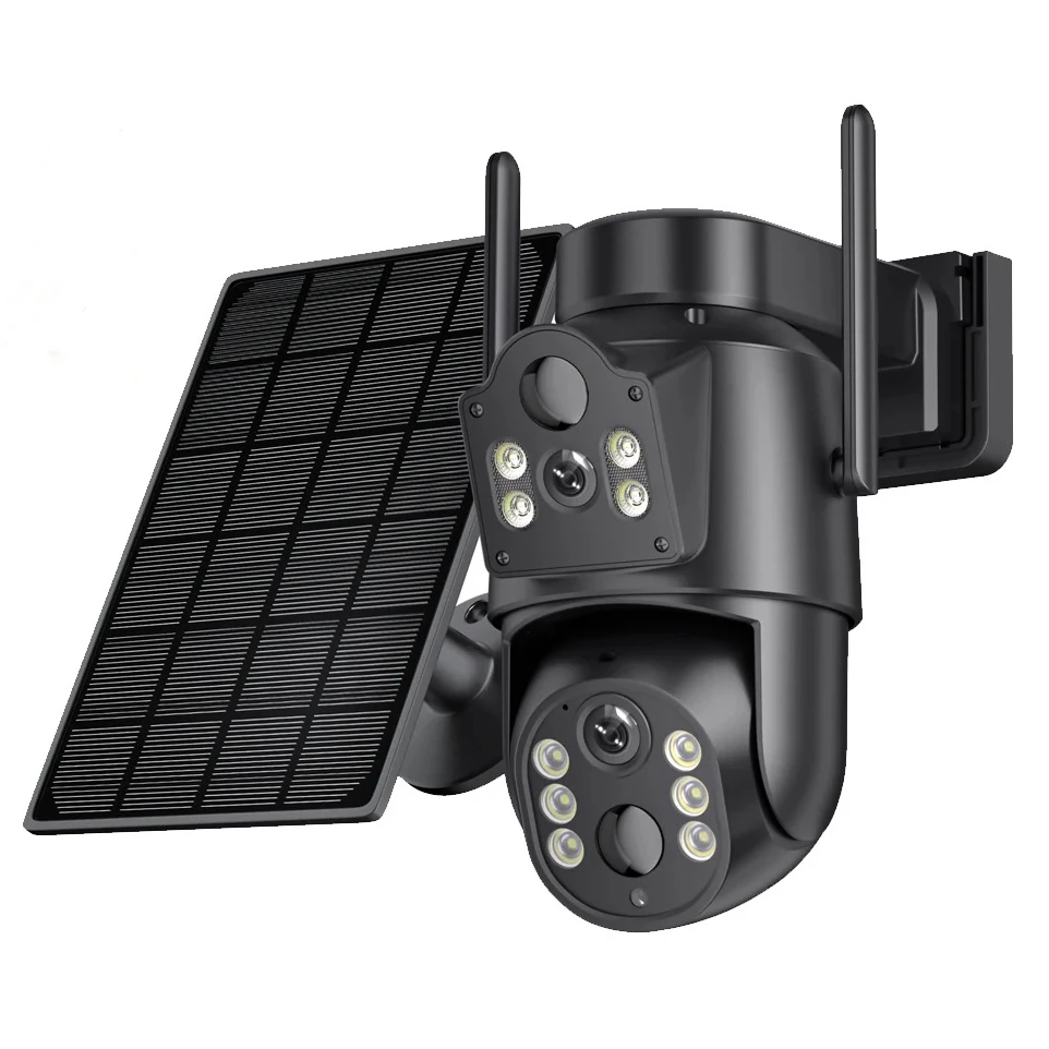 WiFi dual lens solar low-power PTZ pan tilt outdoor high-definition waterproof monitoring camera