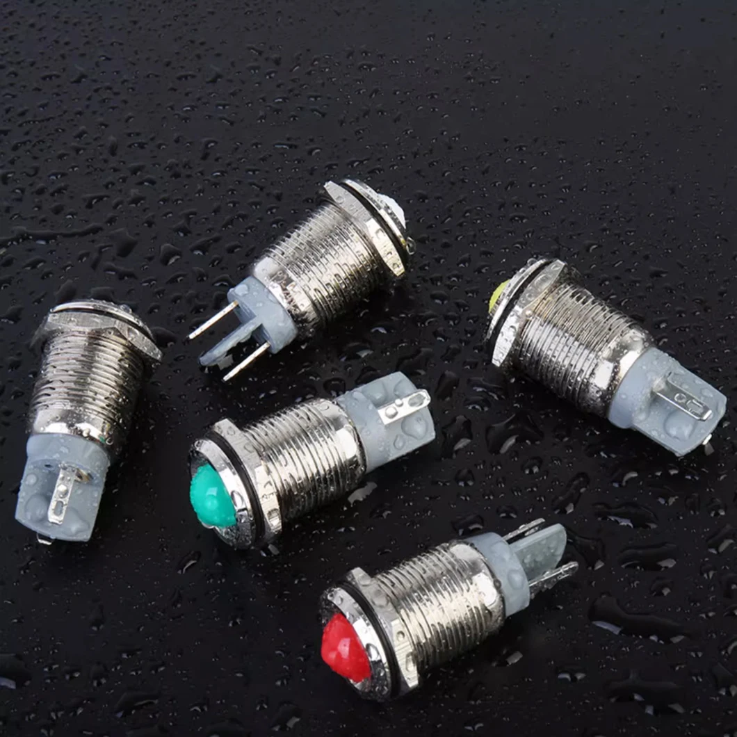 ABILKEEN 10PCS 16MM Metal LED Indicator Light AC/DC 3~220V IP65 Waterproof Mini Signal Pilot Lamp with 2Pin Solder Terminal