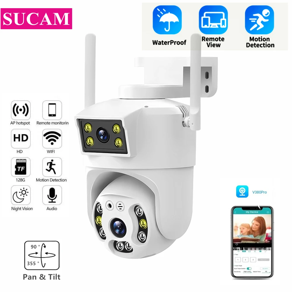 

V380 Pro 4MP Wireless Home Safety Camera Outdoor Security CCTV Camera Dual Lens IP66 Waterproof Surveillance Camera