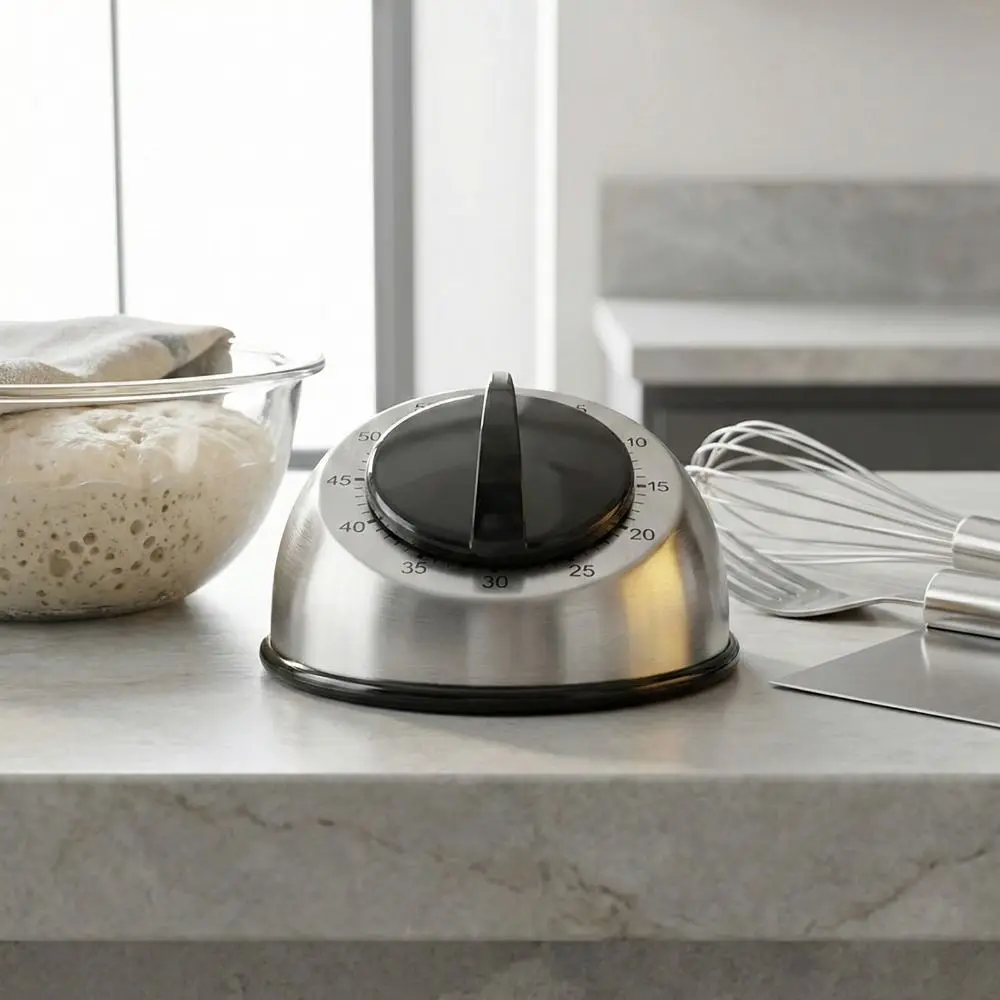 Wind up Kitchen Countdown Timer 60 Minutes Loud Alarm Mechanical Timer No Batteries Required Stainless Steel Time Reminder