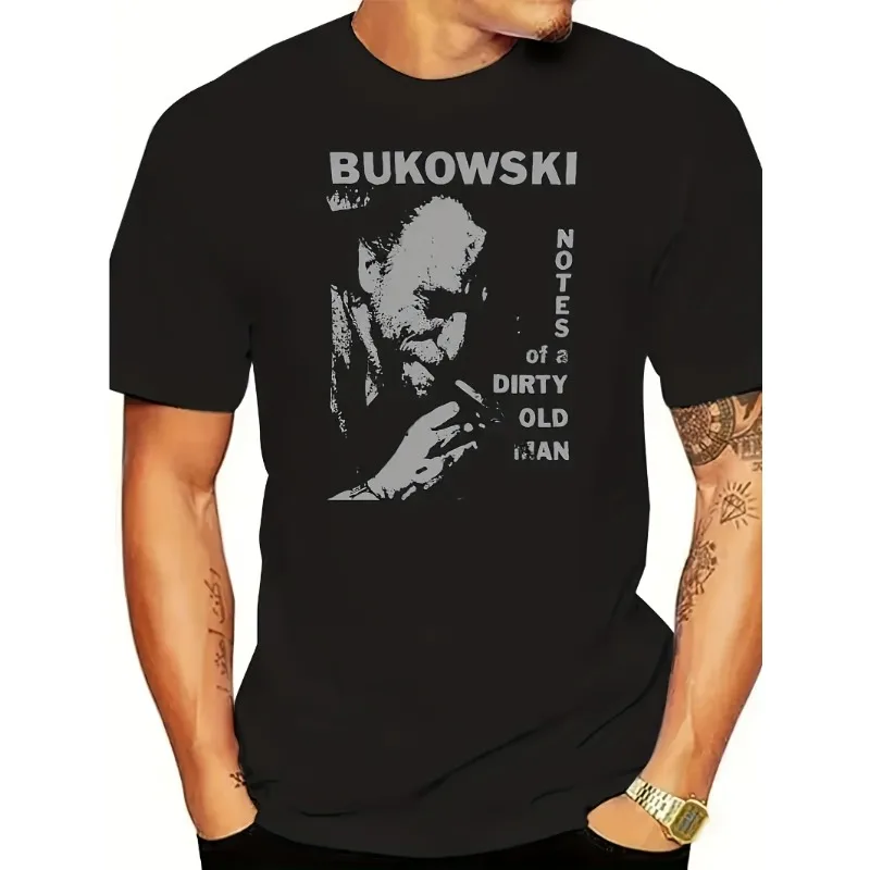 Heavyweight vintage Charles Bukowski T-shirt - iconic poet and writer name print, black with white literary design