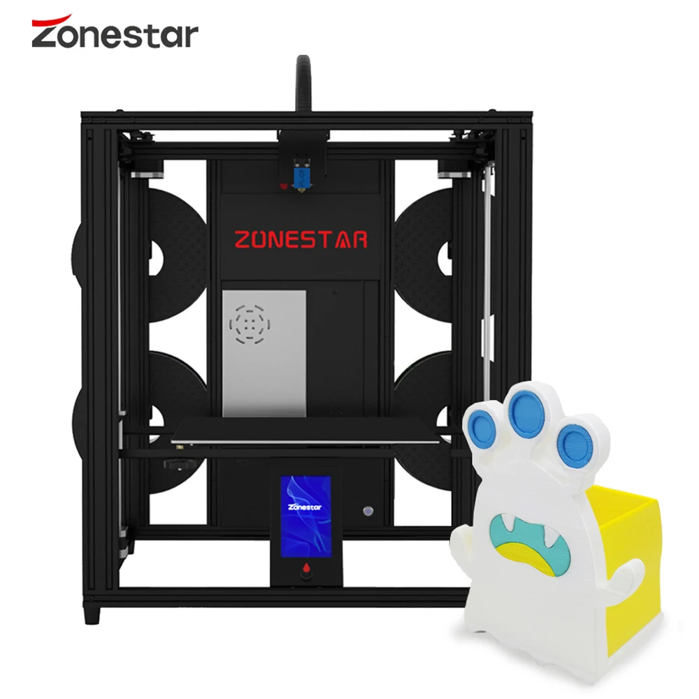 Zonestar Z9V5MK6 3D Printer Upgraded Adjustable Four Extruder Design Single and Multi-color Printing Auto Leveling Resume Printi