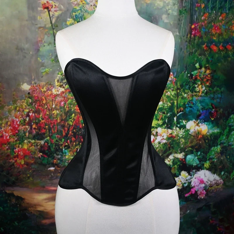 Satin Transparent High Quality Mesh Corsets Bridal Bustiers Tops Women Sexy Lingerie Shapewear Bodices Wedding Party Wear