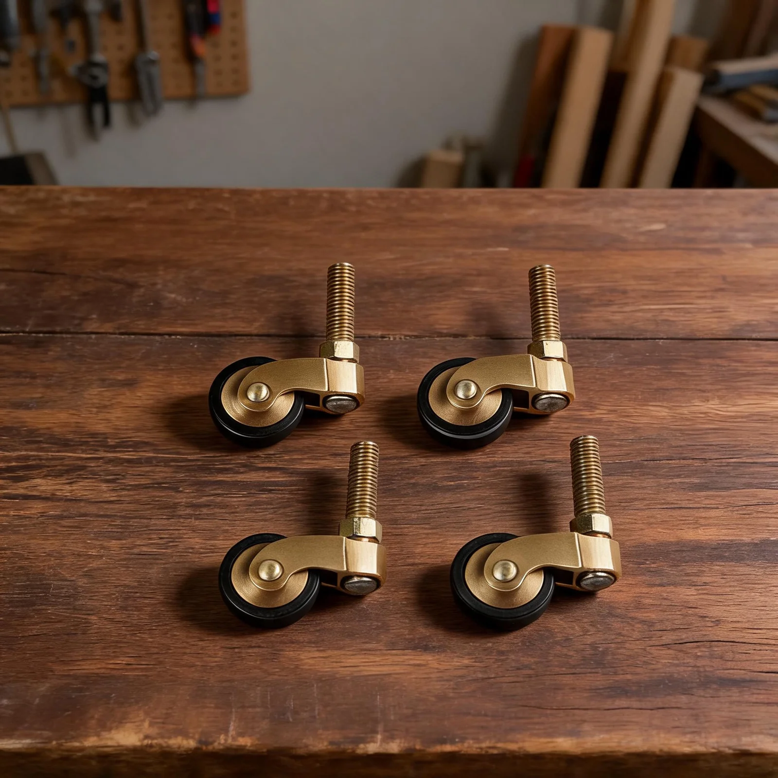 4pcs Brass Casters with 360 Degree Rotation and Silent Bearing Wheels for Sofas Coffee Tables and Furniture  4pcs