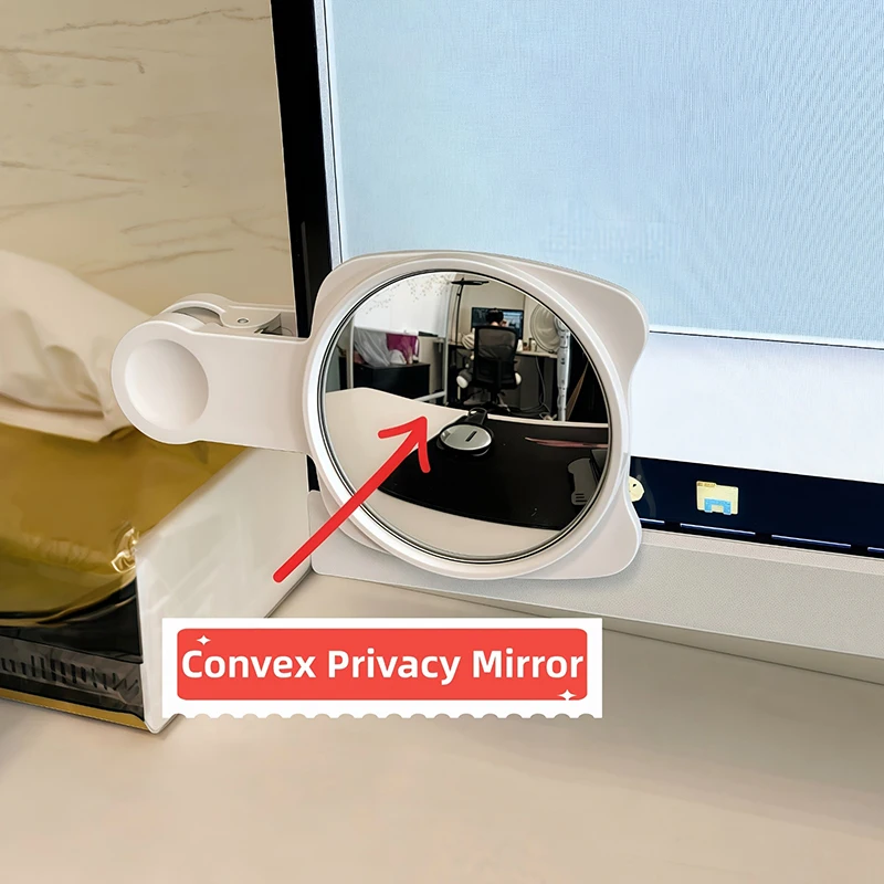 Clip-On Convex Privacy Mirror,Wide-Angle Rearview Mirror For Phone Selfies & Office Anti-Spy Monitoring,Smartphone Camera Mirror
