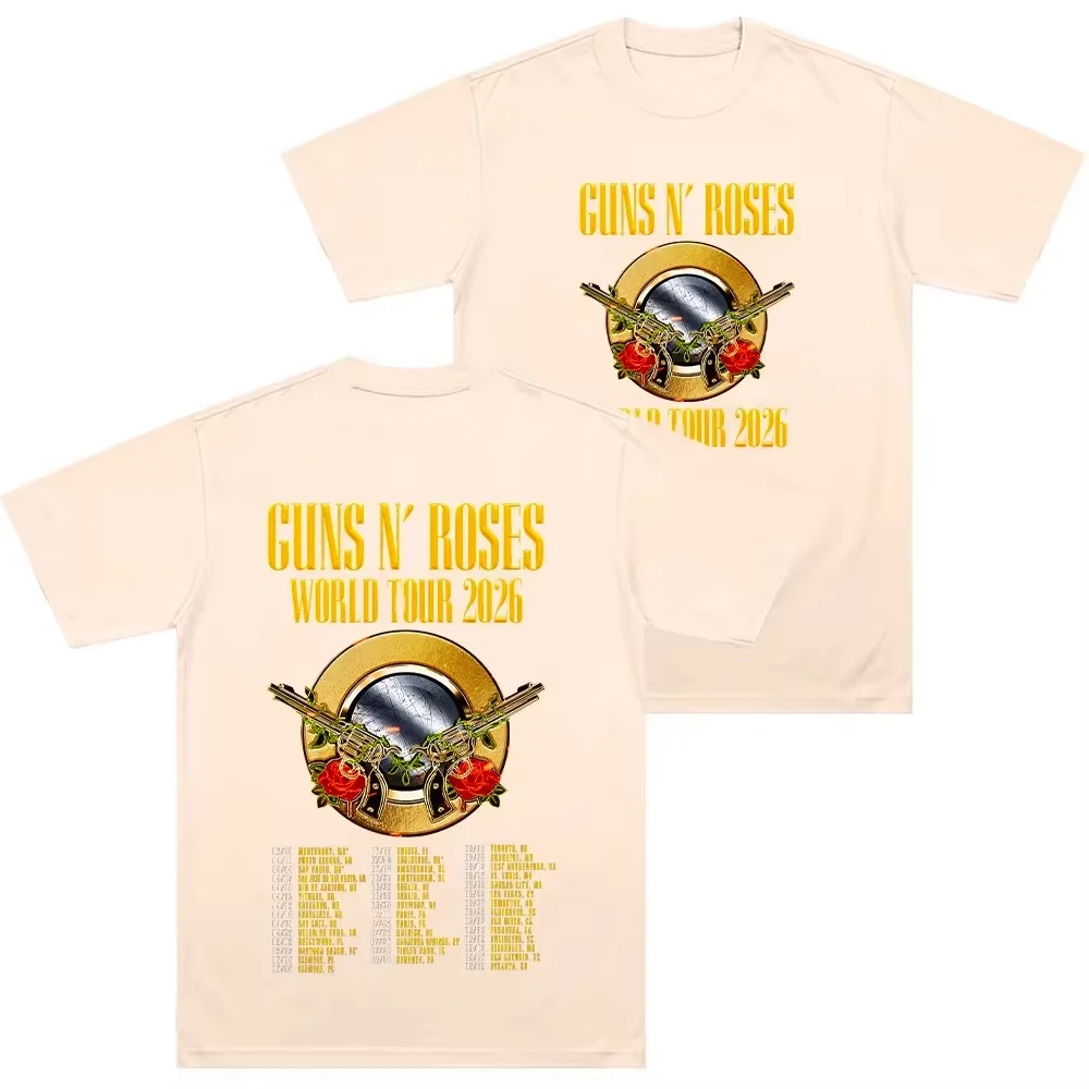 Guns N Roses World Tour 2026 T-shirts Rock Band Hip Hop Men Women Oversized Streetwear Graphic T Shirts Trendy Unisex Casual Top - view 4