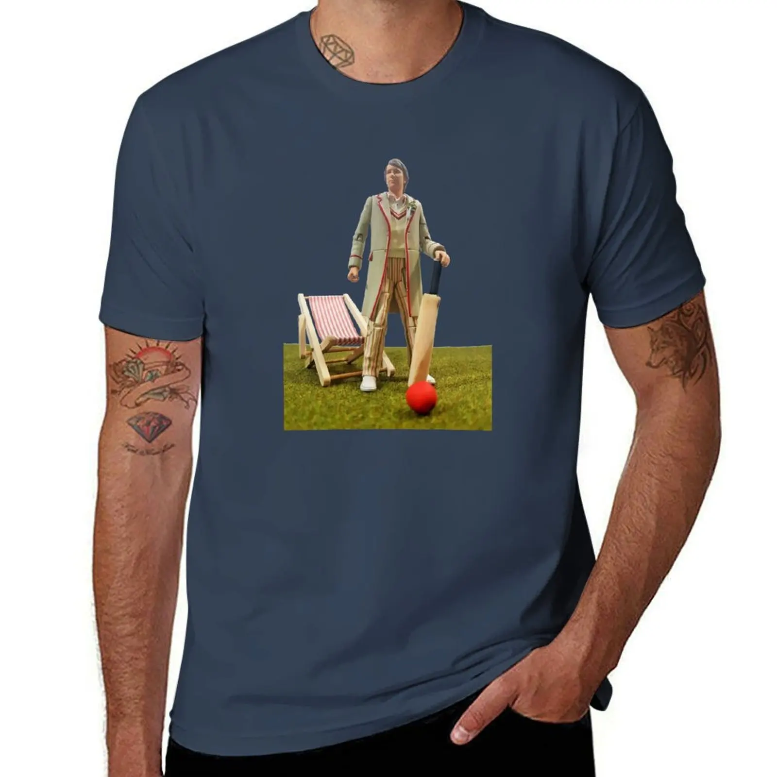 

5th Doctor Who Playing Cricket T-Shirt Short sleeve tee oversized graphic tee mens t shirts top quality