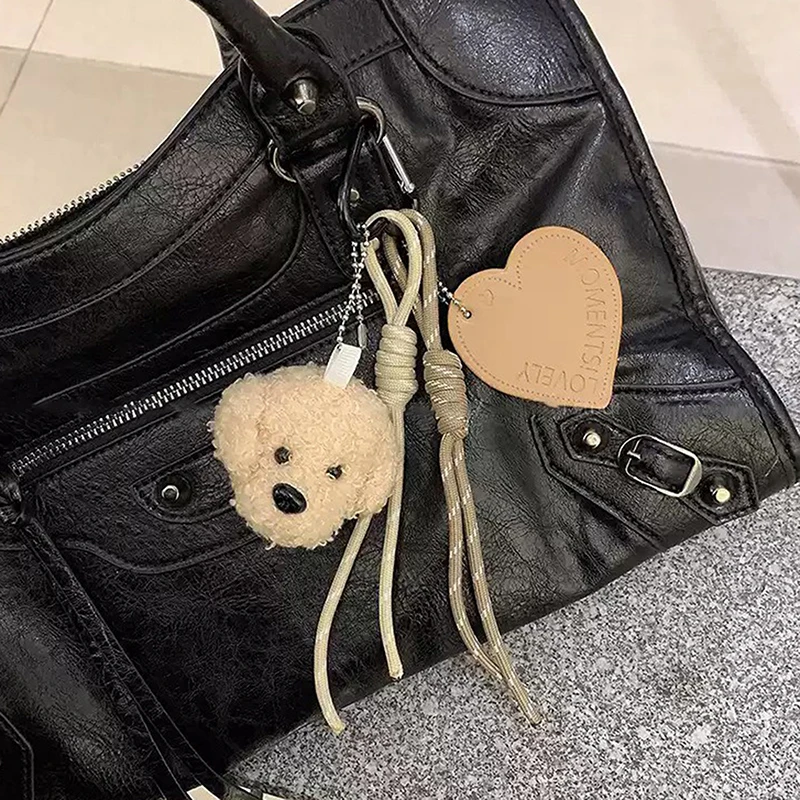 Korean Cute Puppy Plush Keychain Cartoon Stuffed Doll Keyring Backpack Pendant Bag Hanging Decoration Couple Key Holder