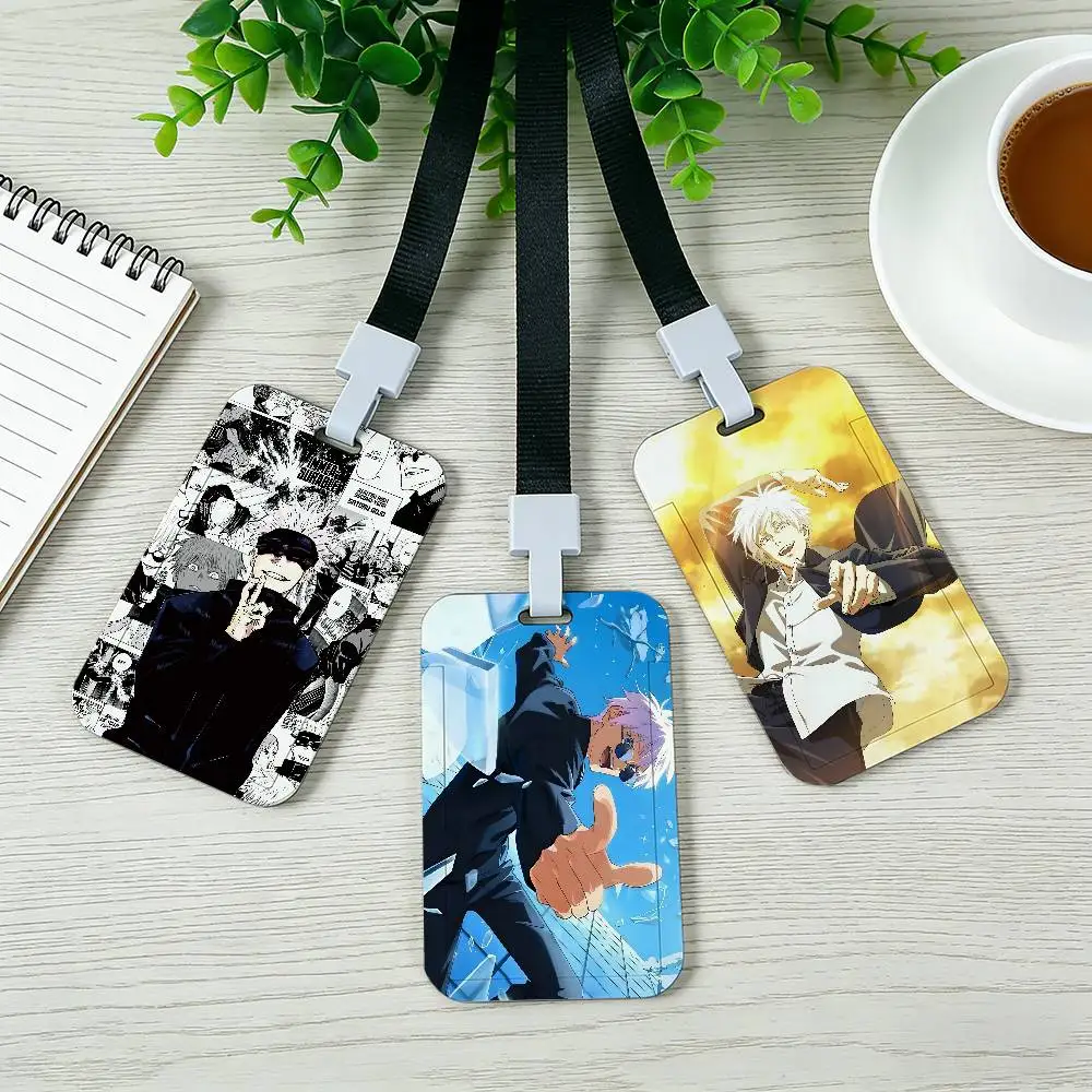Anime G-Gojo Satoru Card Holder Employee Card Cover Lanyard Work Business ID Badge Holder Name Tag Cards Case