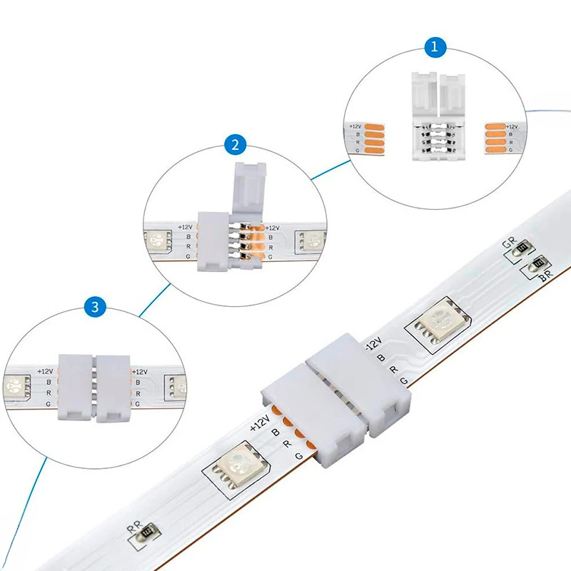 LED Strip RGB Light WS2812 Connector 8MM 10MM 12MM LED Connector Strip 2PIN 3PIN 4PIN 5PIN Connect RGBW RGBWW Single Color Strip