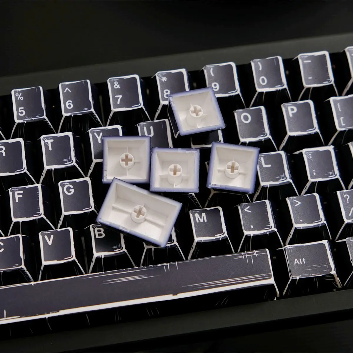 151 Key Comic Black 5 Sides Custom Keycap Dye Sublimation PBT Keycaps Cherry Profile for Cherry MX Switches Mechanical Keyboard