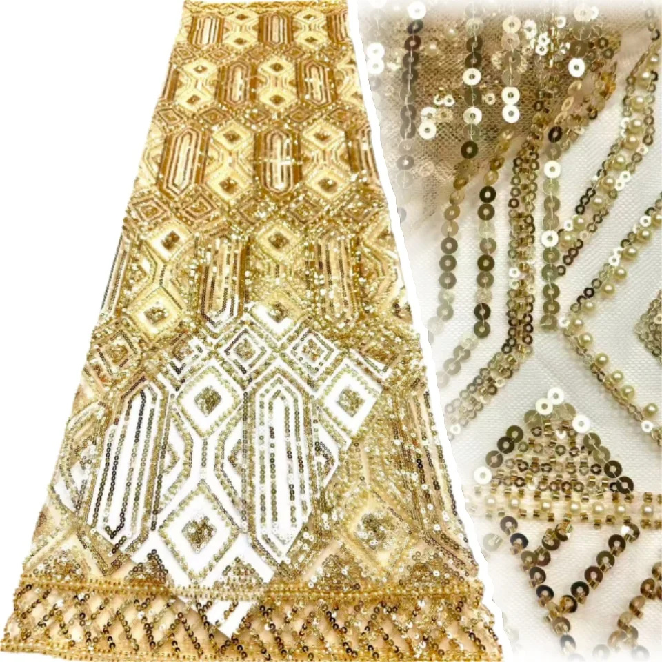 

Burgundy African Groom Beaded Lace Fabric New Design French Nigerian Sequined Lace Fabric for Women Party Evening Dresses 2247