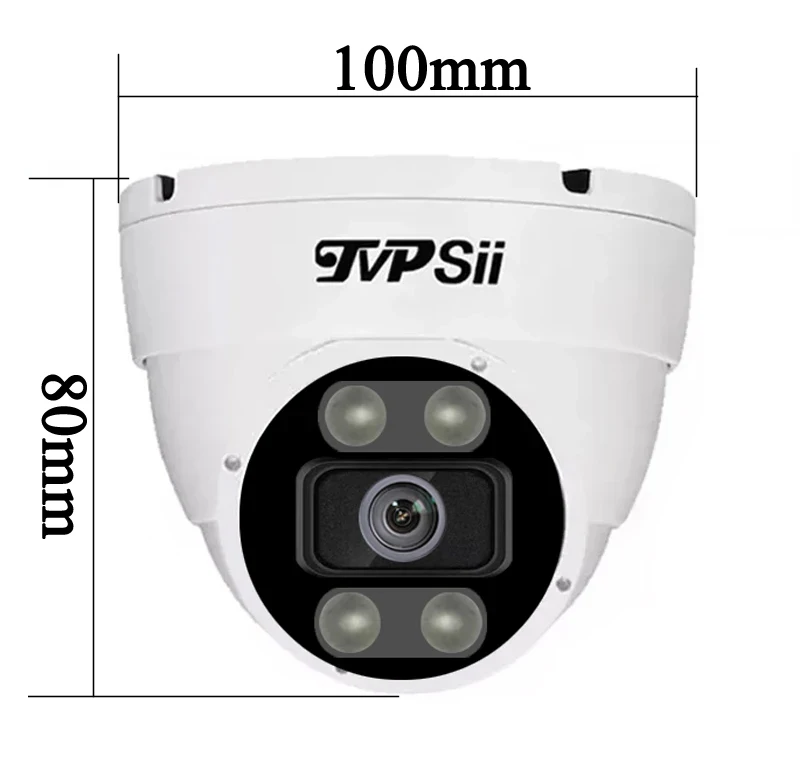 Full Color Infrared 4K 8MP IMX415 Cmos Xmeye Outdoor Metal H.265+ ONVIF Face Detection Audio Hemisphere Dome IP POE CCTV Camera