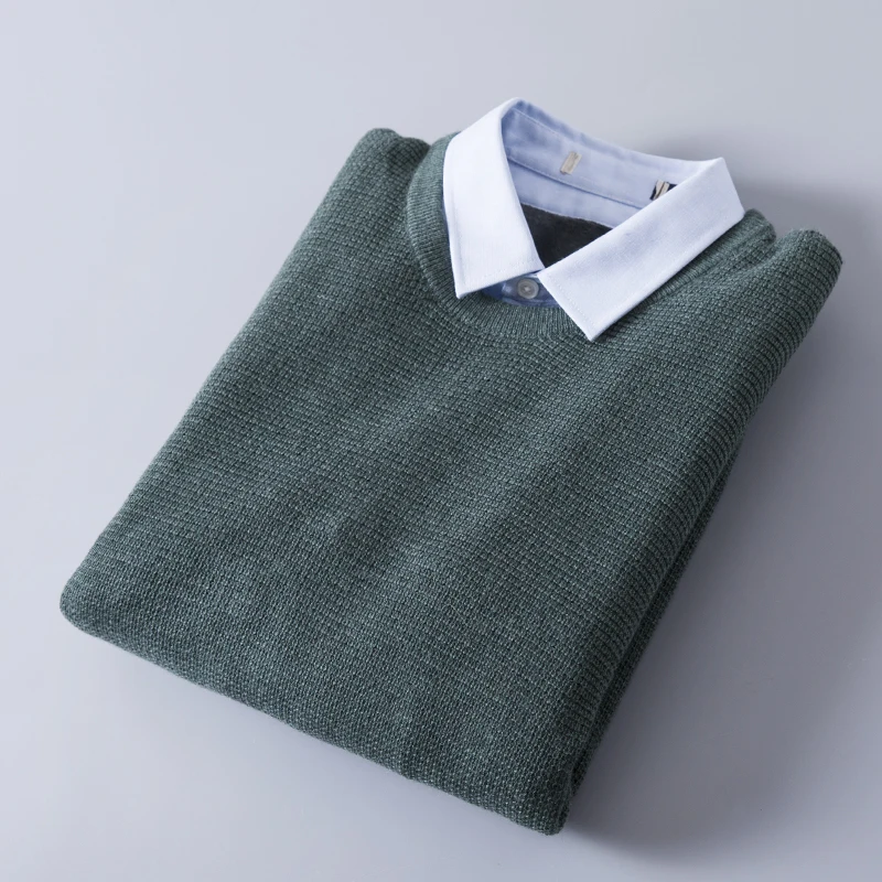 

Мужской трикотаж с двойным воротником на подкладке Fce, удобный искусственный двухсекционный трикотаж цвета морской волны, осень-зима, новинка...