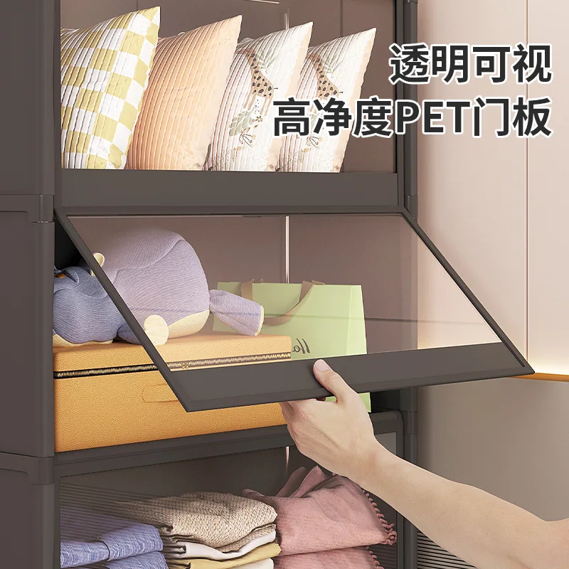 Simple wardrobe household bedroom assembly clothes storage cabinet rental room dust storage cabinet strong and durable